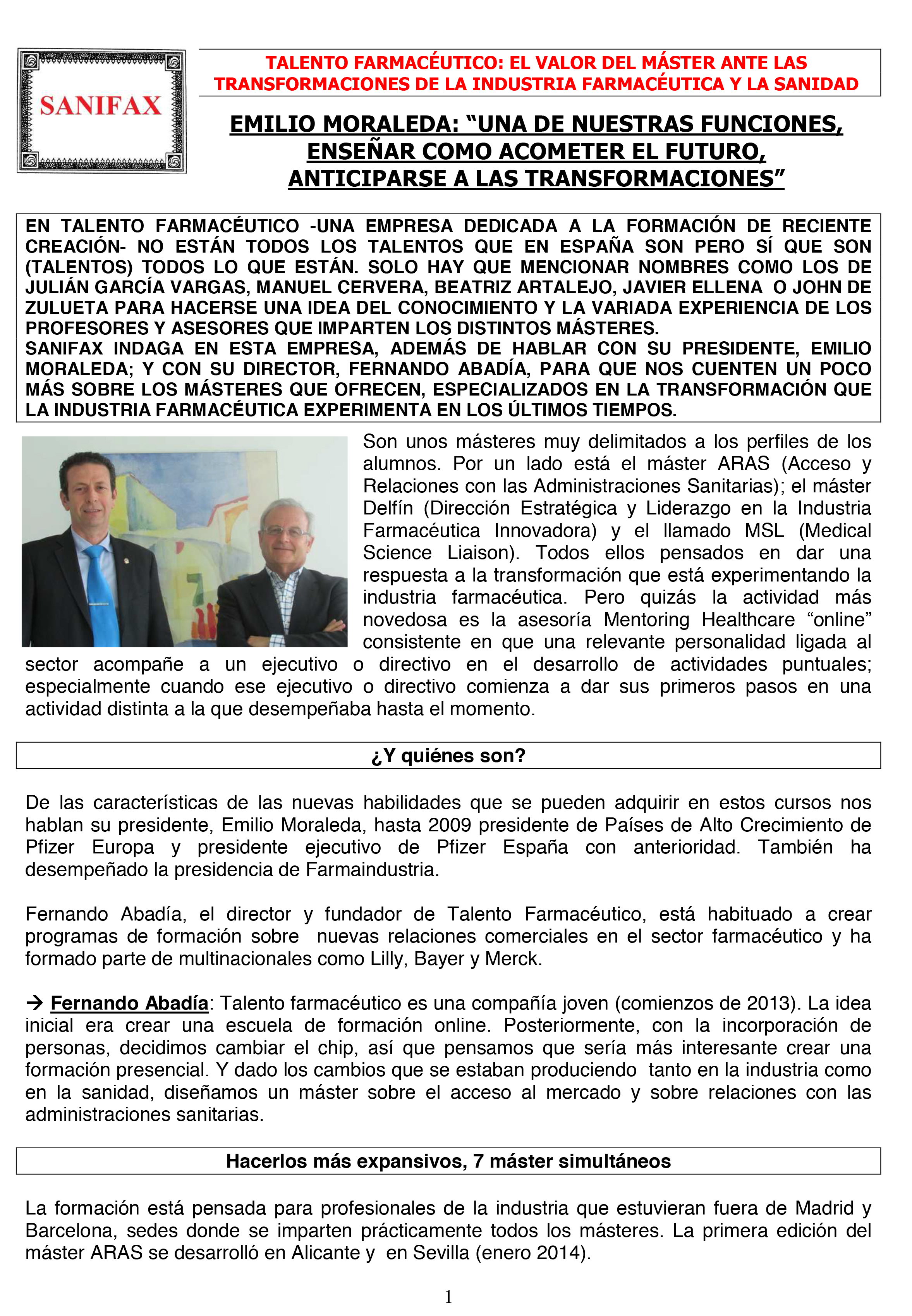 Entrevista en Sanifax