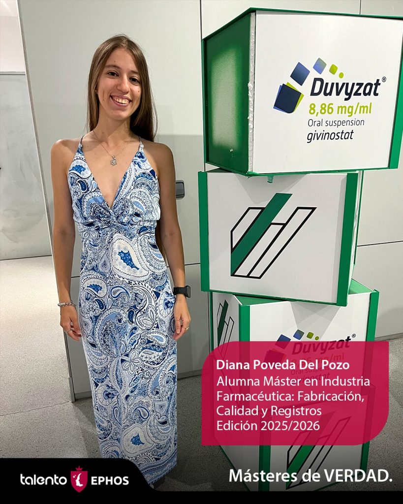 Diana Poveda del Pozo, alumna Máster en Industria Farmacéutica: Fabricación, Calidad y Registros en Madrid.
